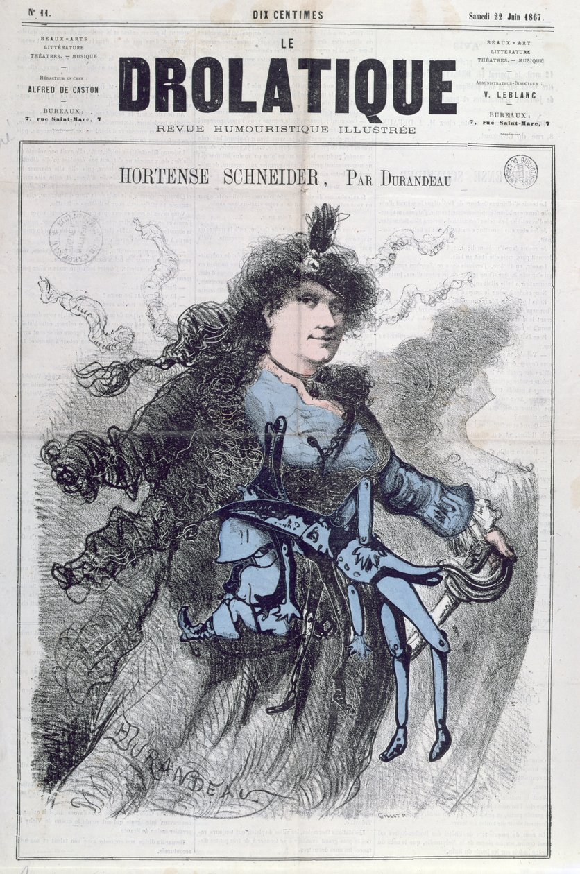 Karykatura Hortense Schneidera (1833-1920) z okładki „Le Drolatique”, 22 czerwca 1867 autorstwa Durandeau