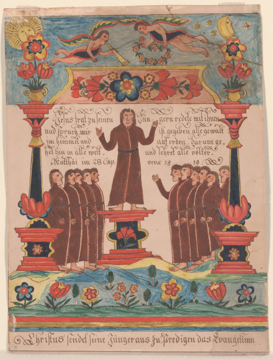 Jezus poszedł do swoich uczniów, ok. 1810-20 (pióro i atrament oraz toaleta na papierze) autorstwa Durs Sr. and Rudy, Durs Jr. Rudy