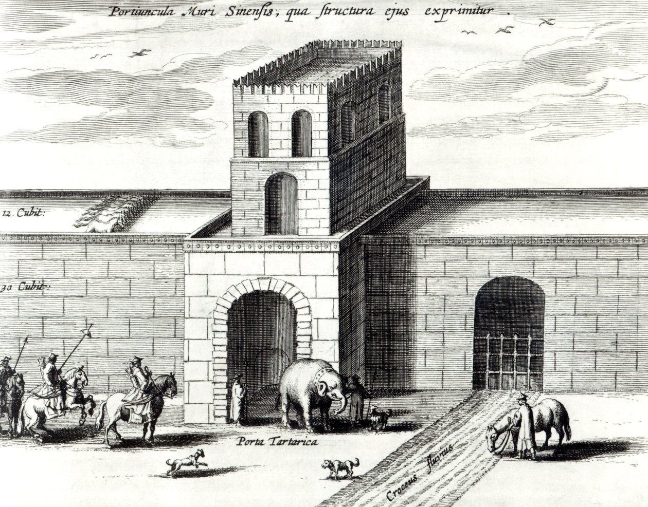 Drzwi w Wielkim Murze, z „Chiny ilustrowane” przez Athanasius Kircher (1601-80) 1667 autorstwa Dutch School