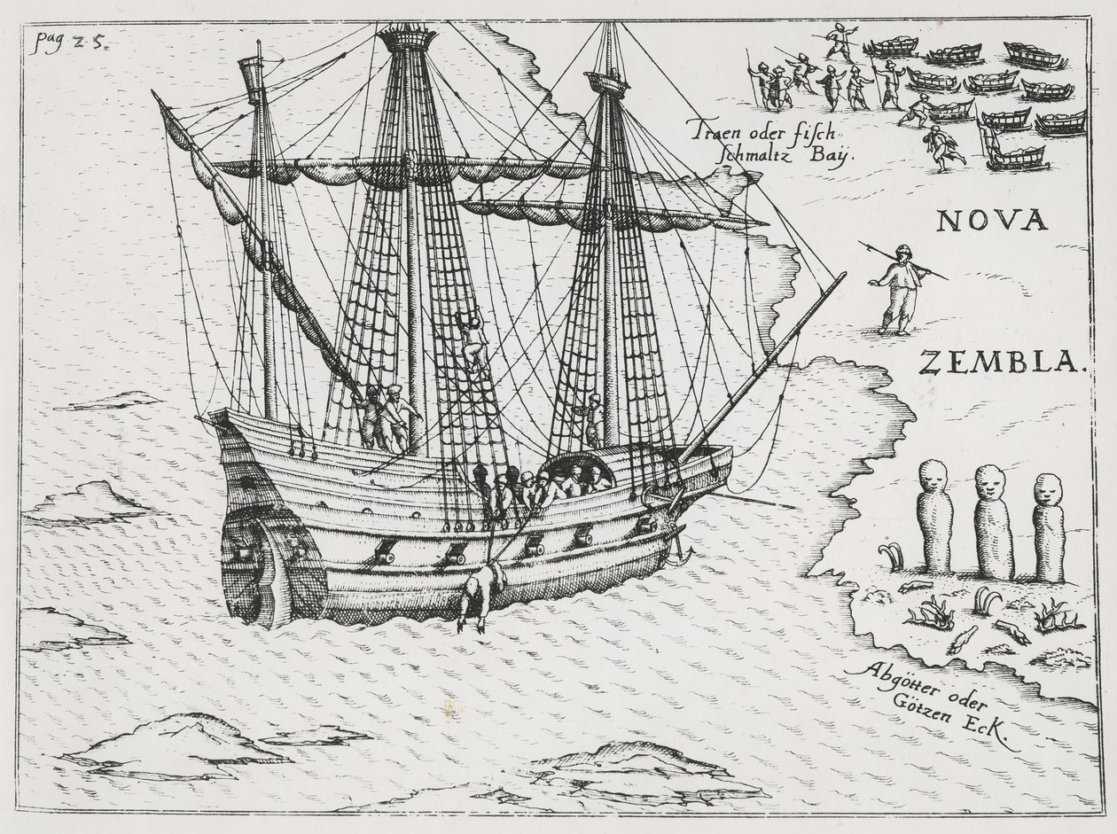 Statek Barentsa w Nova Zembla, 1598 autorstwa Dutch School
