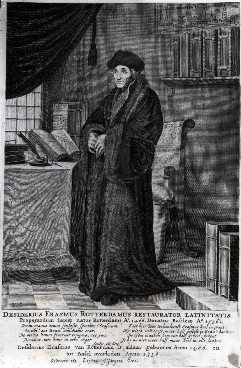 Desiderius Erasmus, „Odnowiciel języka łacińskiego” autorstwa Dutch School