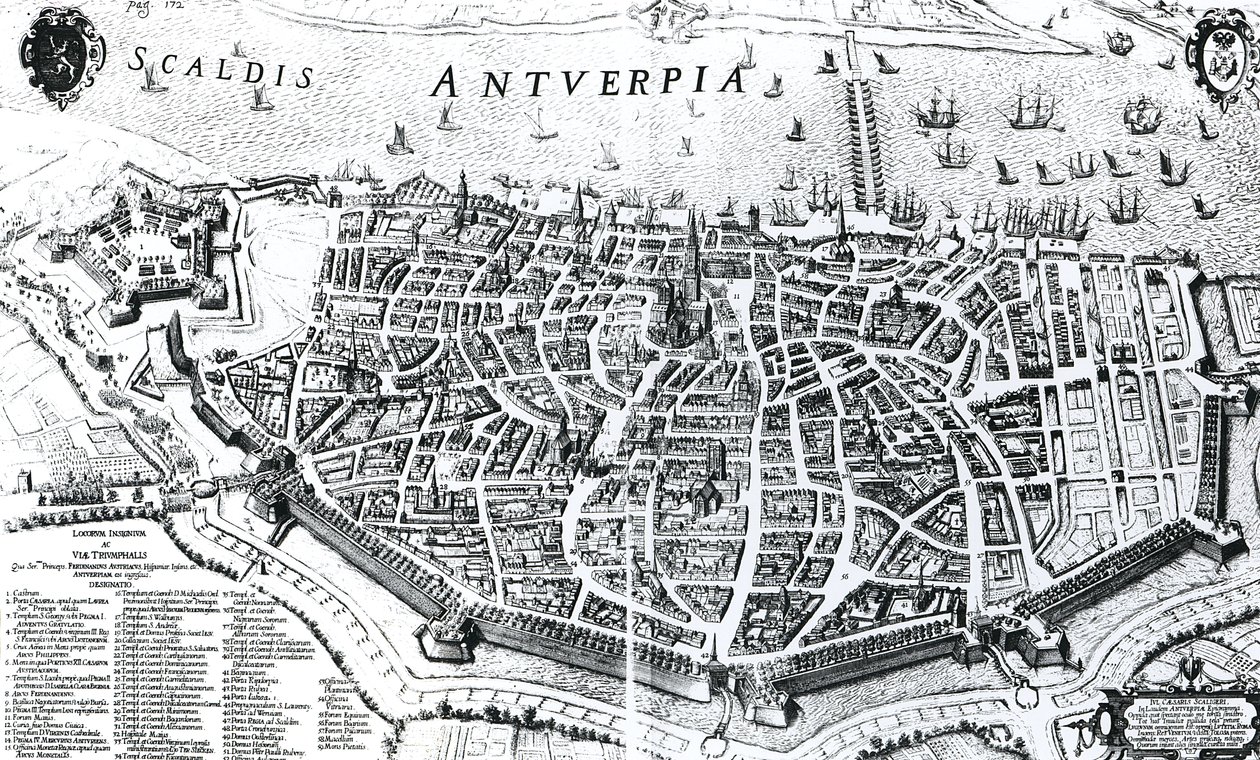 Mapa Antwerpii autorstwa Dutch School