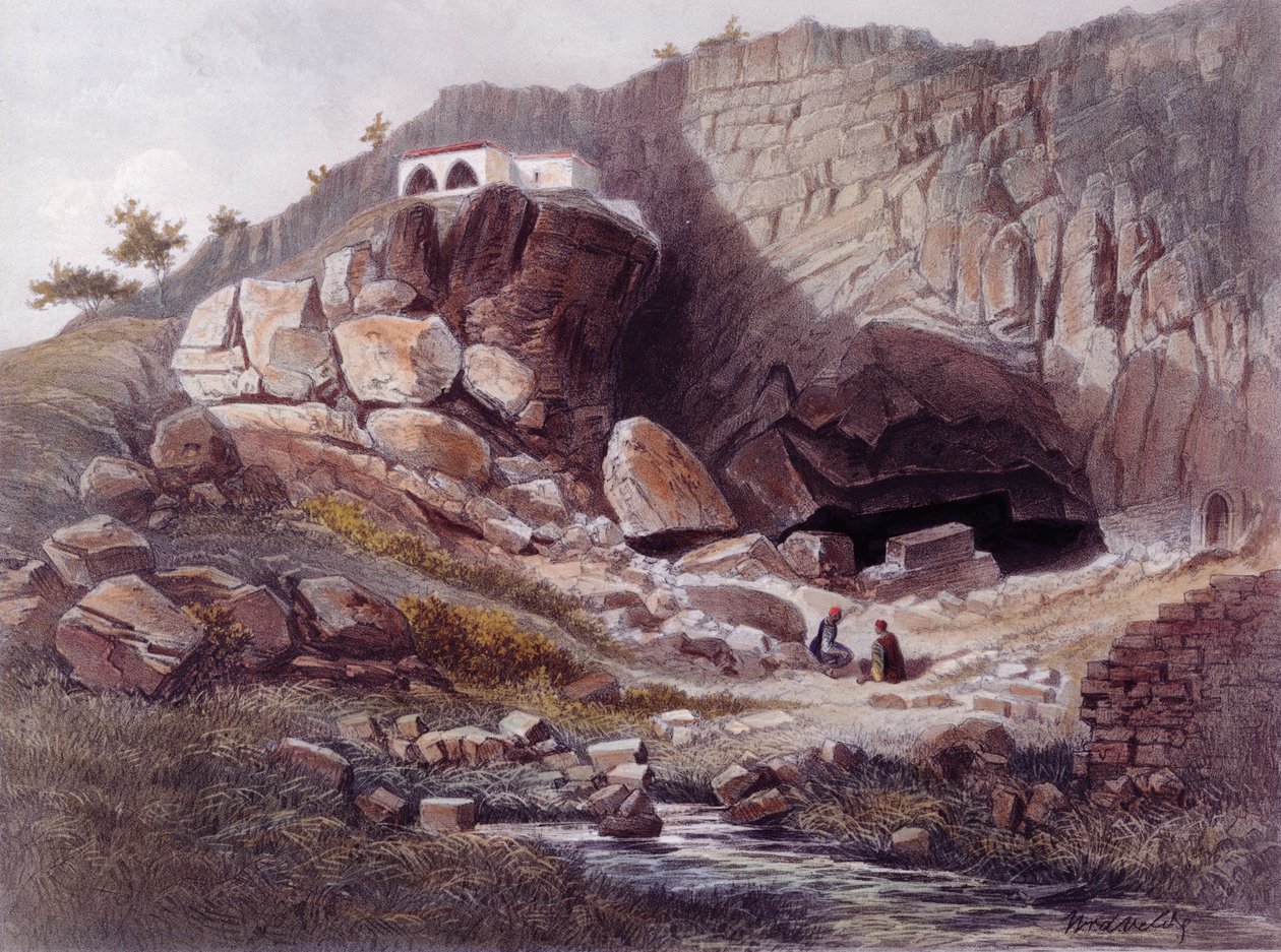 Źródło Jordanu, rytowane przez Jeana Jacotteta (1806-c.1843) autorstwa Dutch School