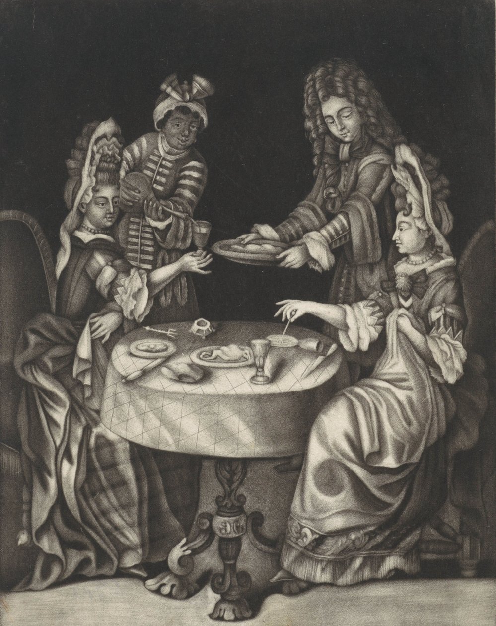 Jadalnia dla dwóch pań, 1650-1701 (druk) autorstwa Dutch School