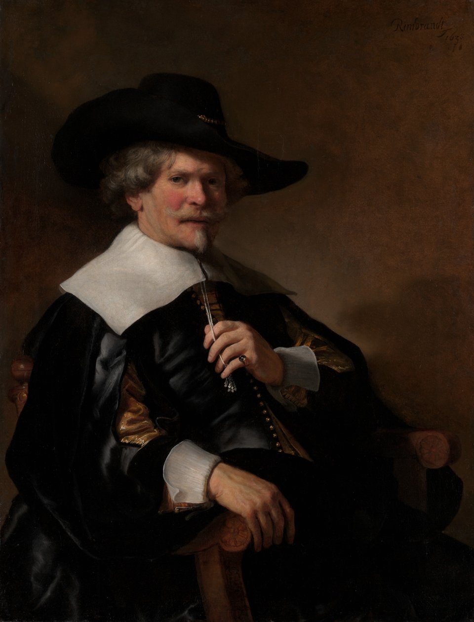 Portret mężczyzny siedzącego w fotelu, ca. 1640-50. autorstwa Dutch