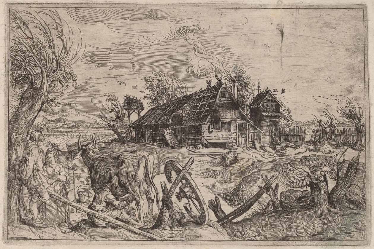 Krajobraz z domem wiejskim autorstwa Dutch 17th Century, formerly Jacques de Gheyn II