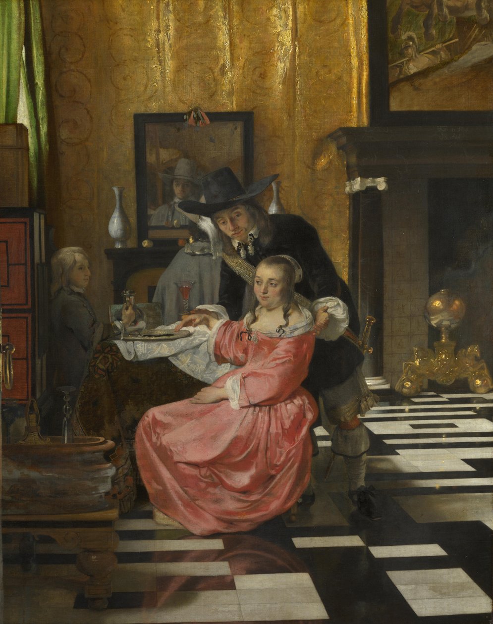 Wnętrze z kobietą odmawiającą kieliszka wina, ok. 1930 r. 1660 autorstwa Dutch Master