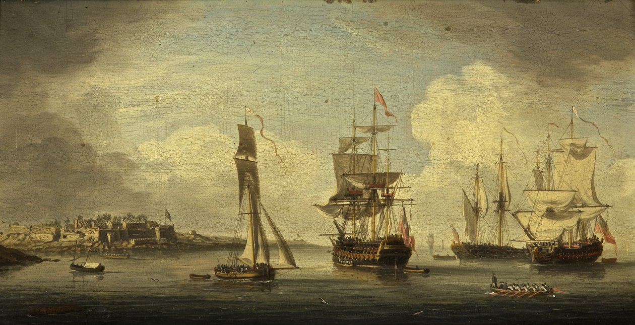 Port Morski (olej na desce, mahoń) autorstwa Dutch School
