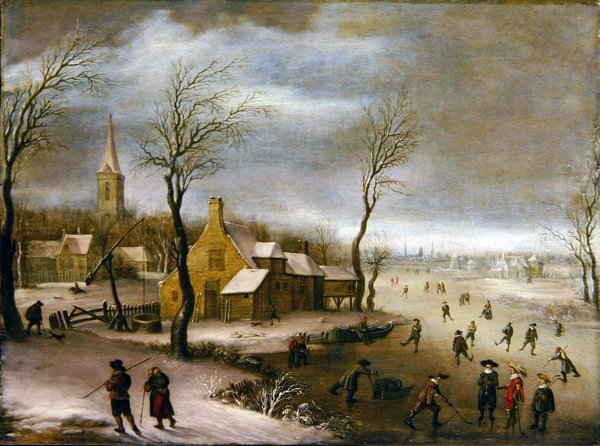 Zimowy krajobraz z graczami Kolf autorstwa Dutch School