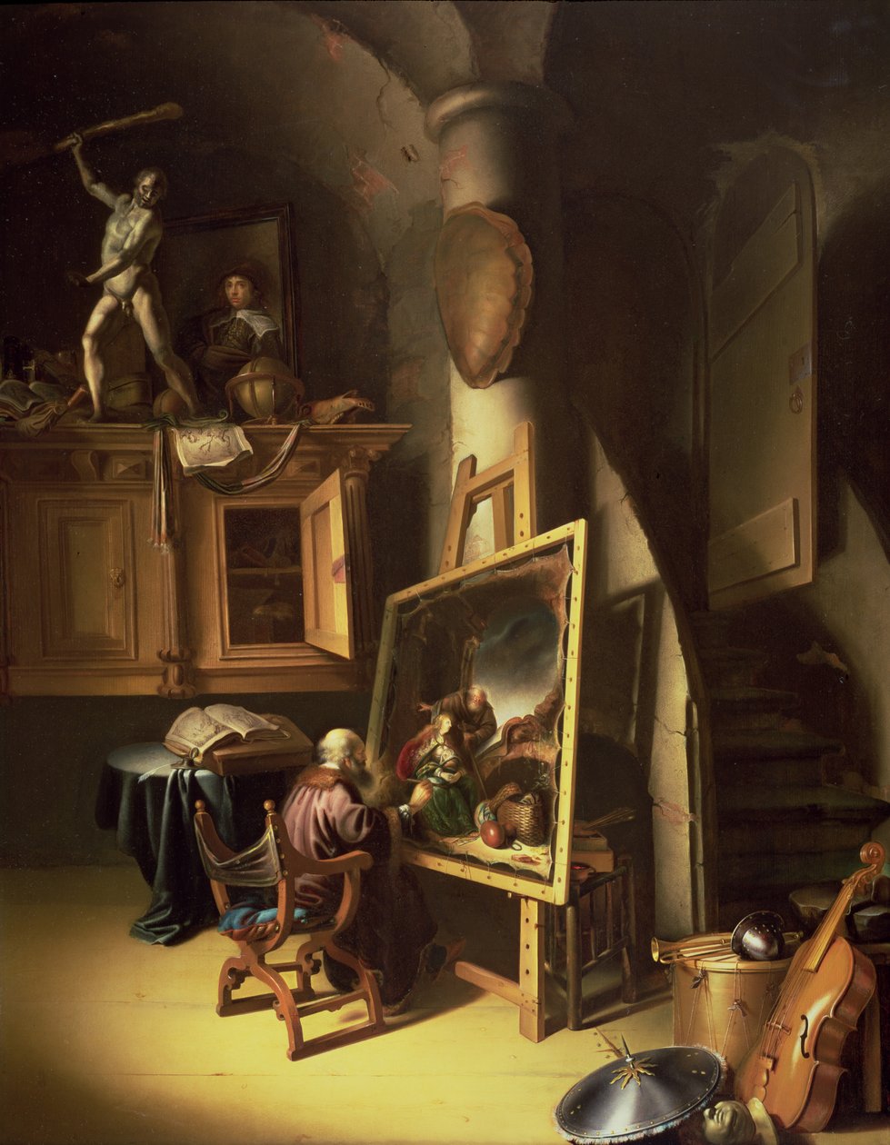 Artysta w pracowni, 1635 (panel) autorstwa Dutch School