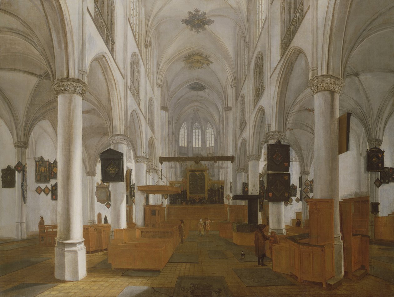 Wnętrze kościoła św. Gertrudy w Bergen Op Zoom, ok. 1650 (obraz) autorstwa Dutch School