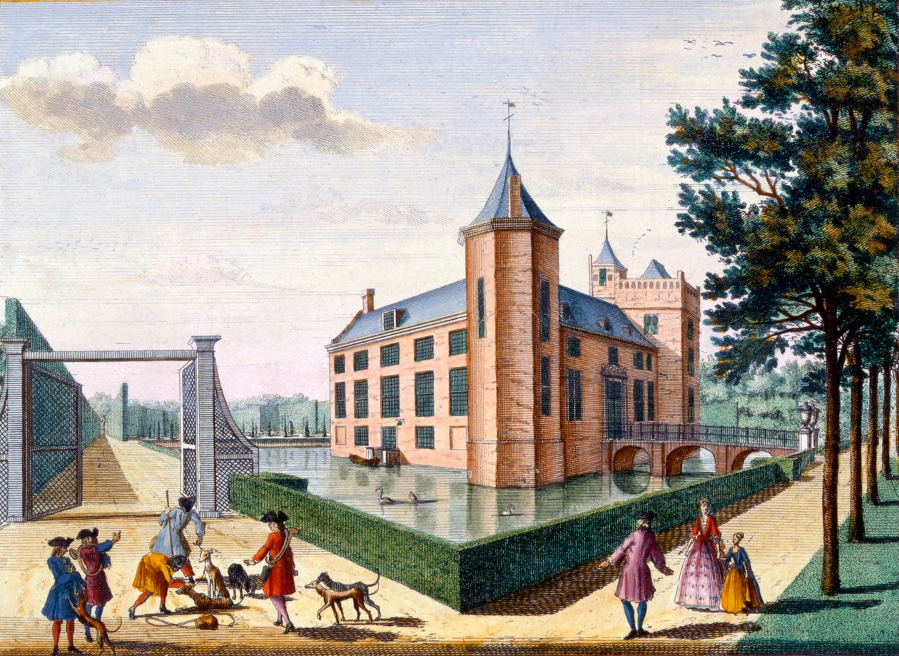 Zamek Assumburg, z Het Zeganpralent Kennemerlant autorstwa Hendricka de Letha i Matthiasa Broueriusa Van Nidka, wydany ok. 1700-1730 autorstwa Dutch School