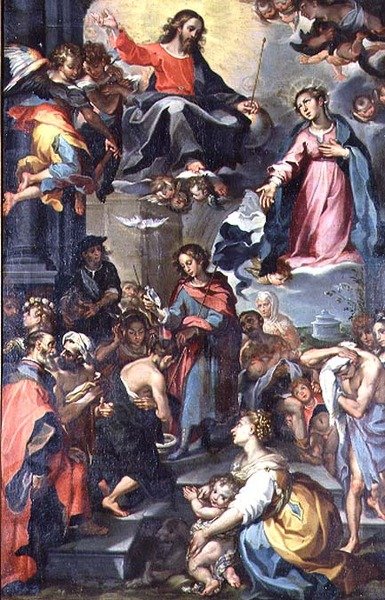 Chrzest Chrystusa na sposób Barocci autorstwa Dutch School