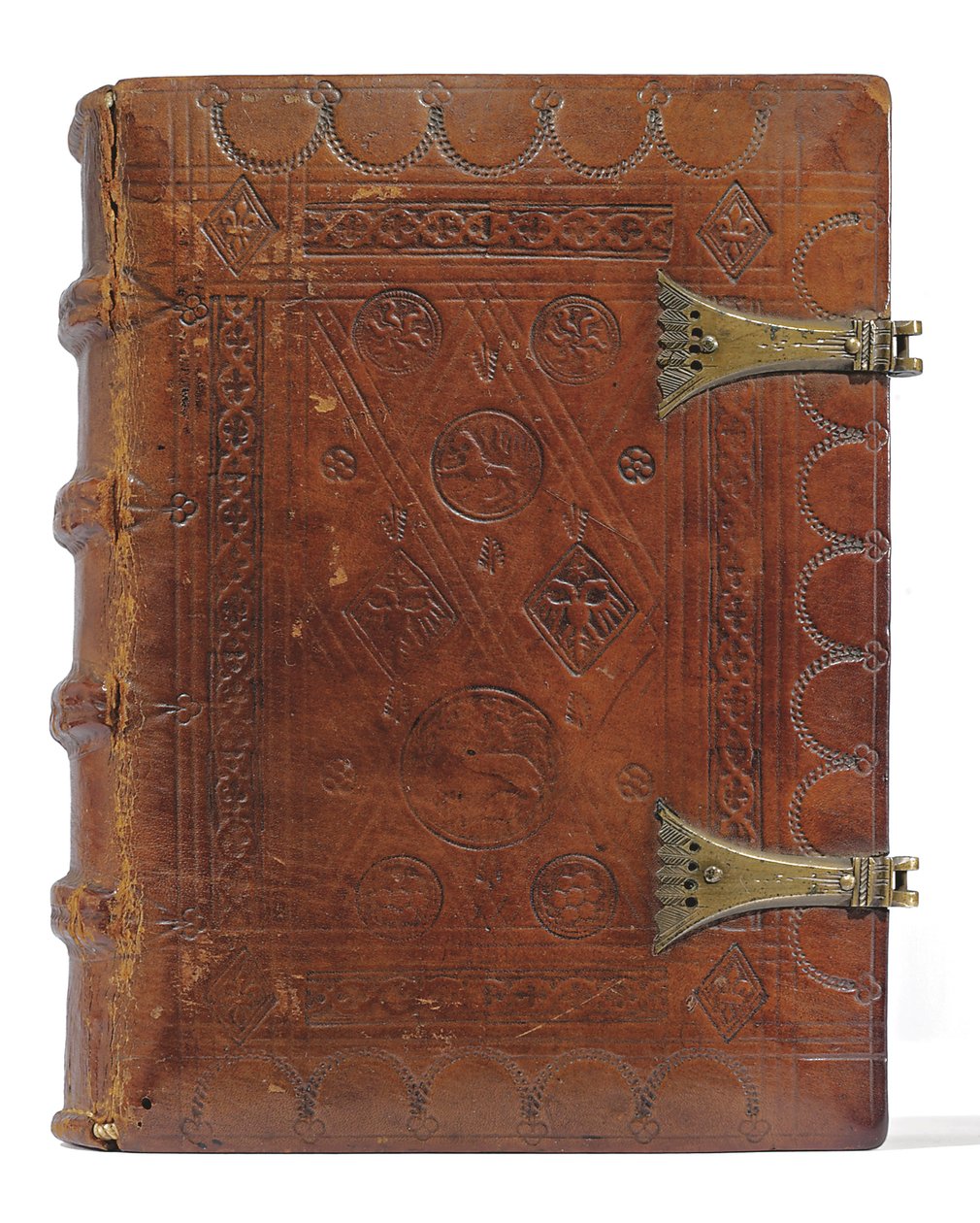 Godzinki i Modlitewnik w języku niderlandzkim, Dolna Nadrenia, Emmerich, Kleve, ok. 1480 (tusz i pigment na welinie i papierze, oprawiony w skórę cielęcą na deskach z metalowymi klamrami) autorstwa Dutch School