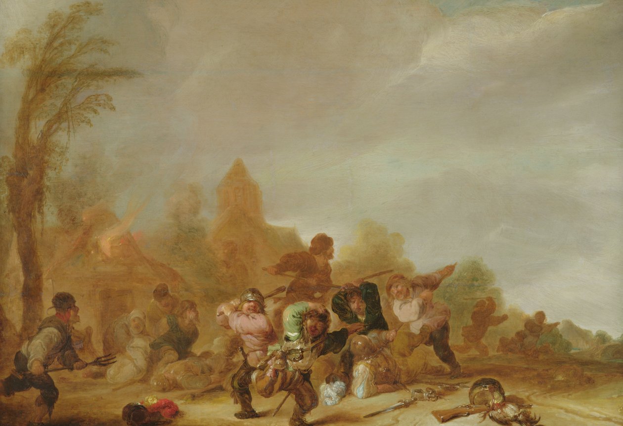 Bójka między żołnierzami a chłopami autorstwa Dutch School