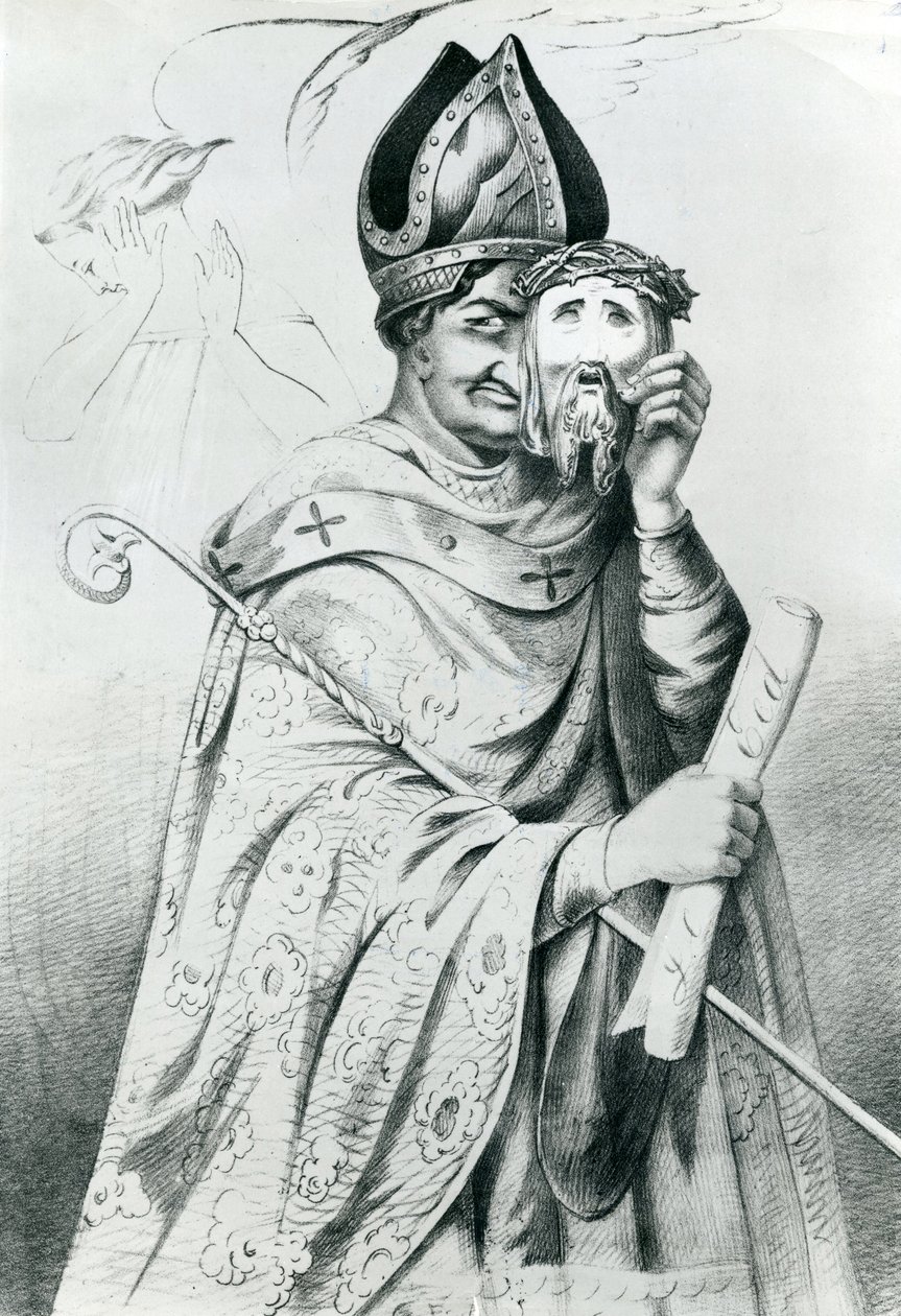 Karykatura papieża Piusa IX (1792-1878) autorstwa Dutch School