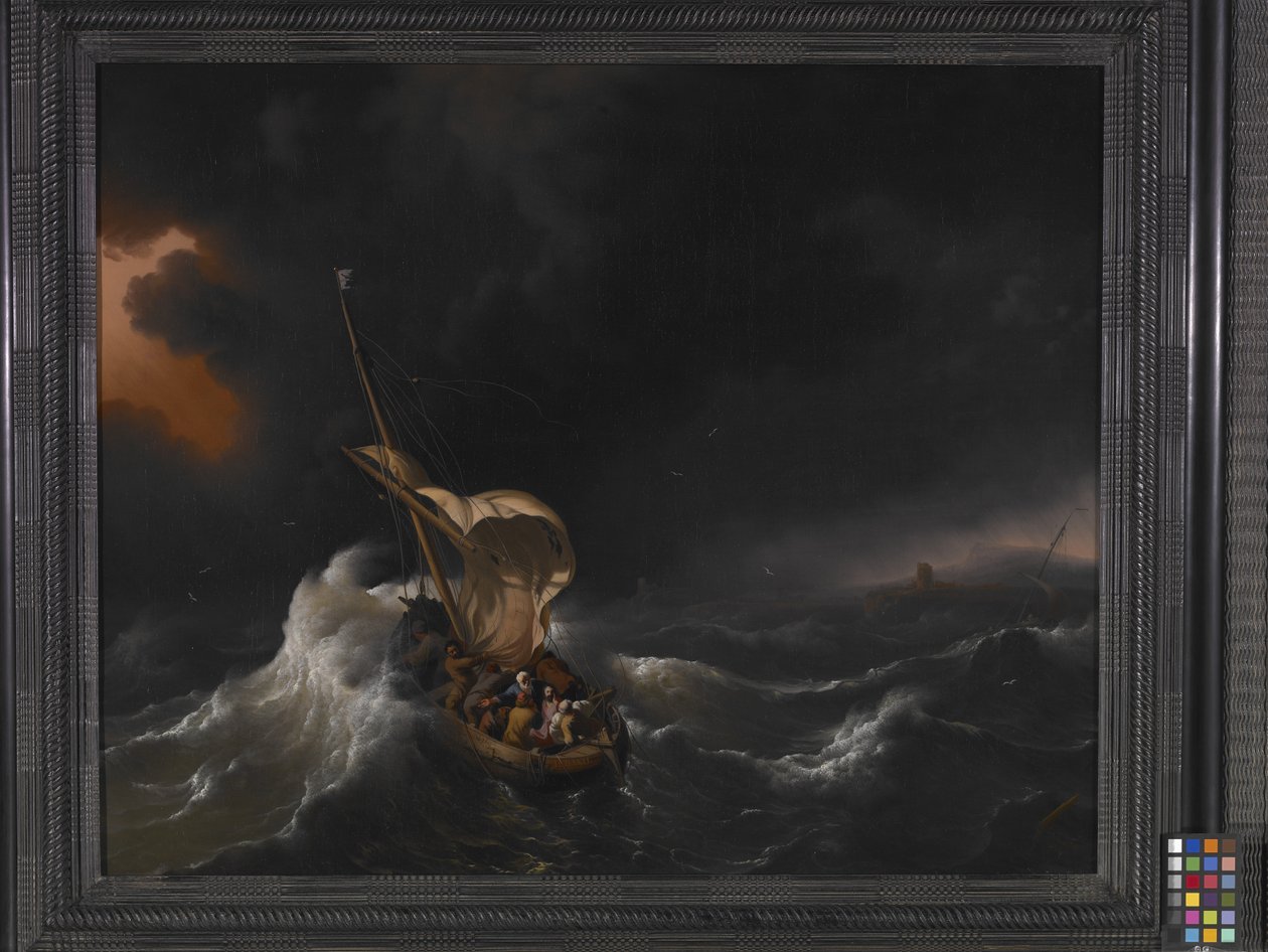 Cristo na tempestade no mar da Galiléia (óleo sobre tela)polonês autorstwa Dutch School