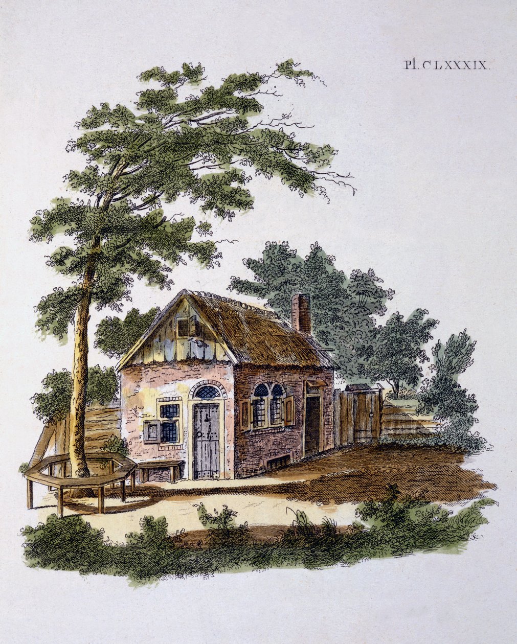 Chata z Magazynu Klejnotów Ogrodowych G. van Laara, wydana w 1802 r. autorstwa Dutch School