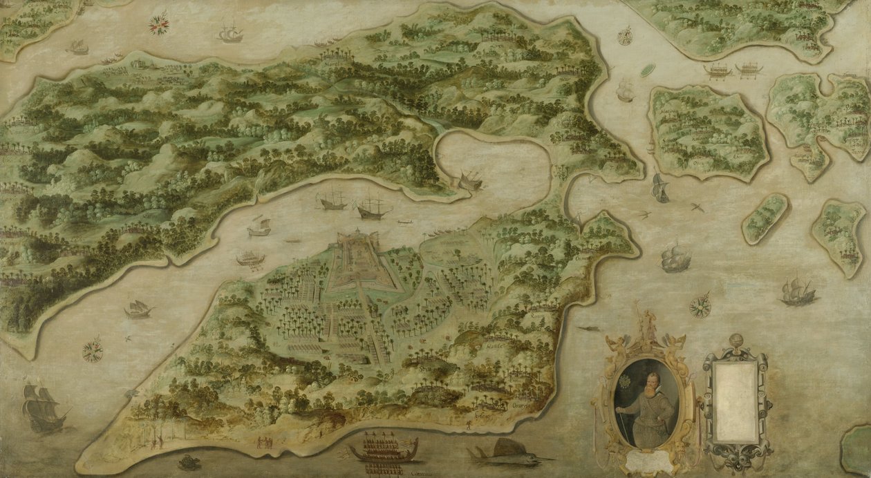 Fort Victoria na wyspie Amboina, 1617 autorstwa Dutch School