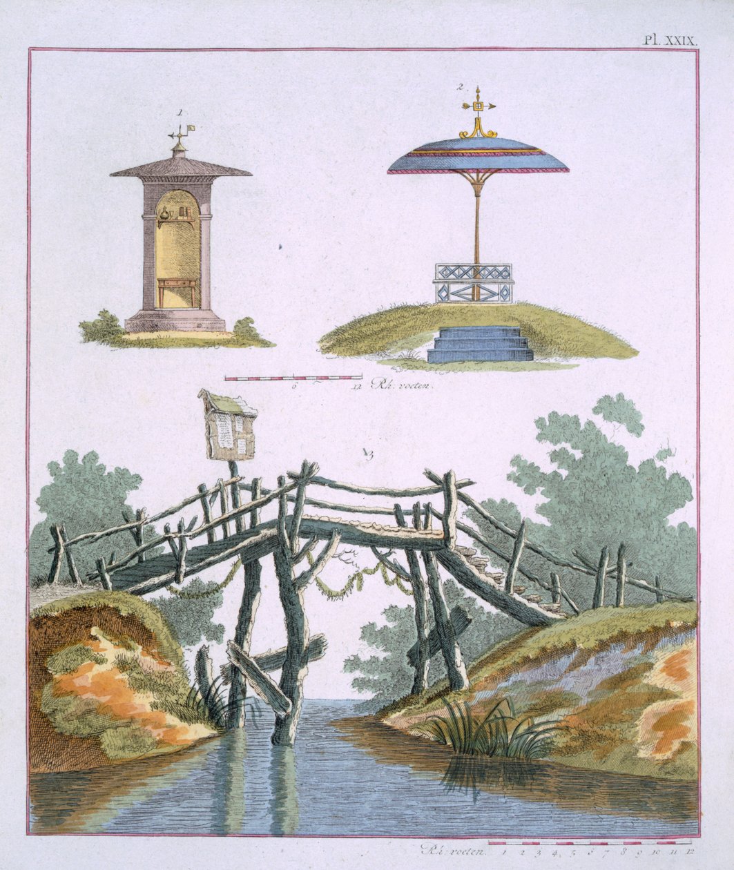 Dekoracje ogrodowe, z Magazine of Garden Gems G. van Laara, opublikowane 1802 autorstwa Dutch School