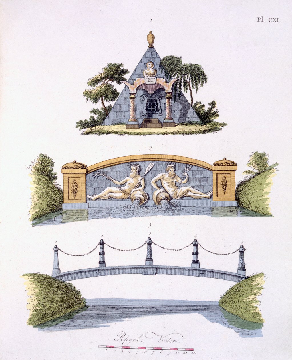 Dekoracje ogrodowe, z Magazine of Garden Gems G. van Laara, opublikowane 1802 autorstwa Dutch School