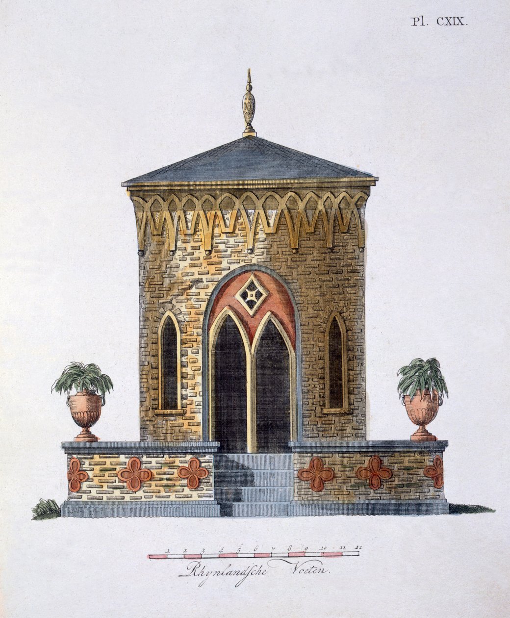 Dekoracje ogrodowe, z Magazine of Garden Gems G. van Laara, opublikowane 1802 autorstwa Dutch School