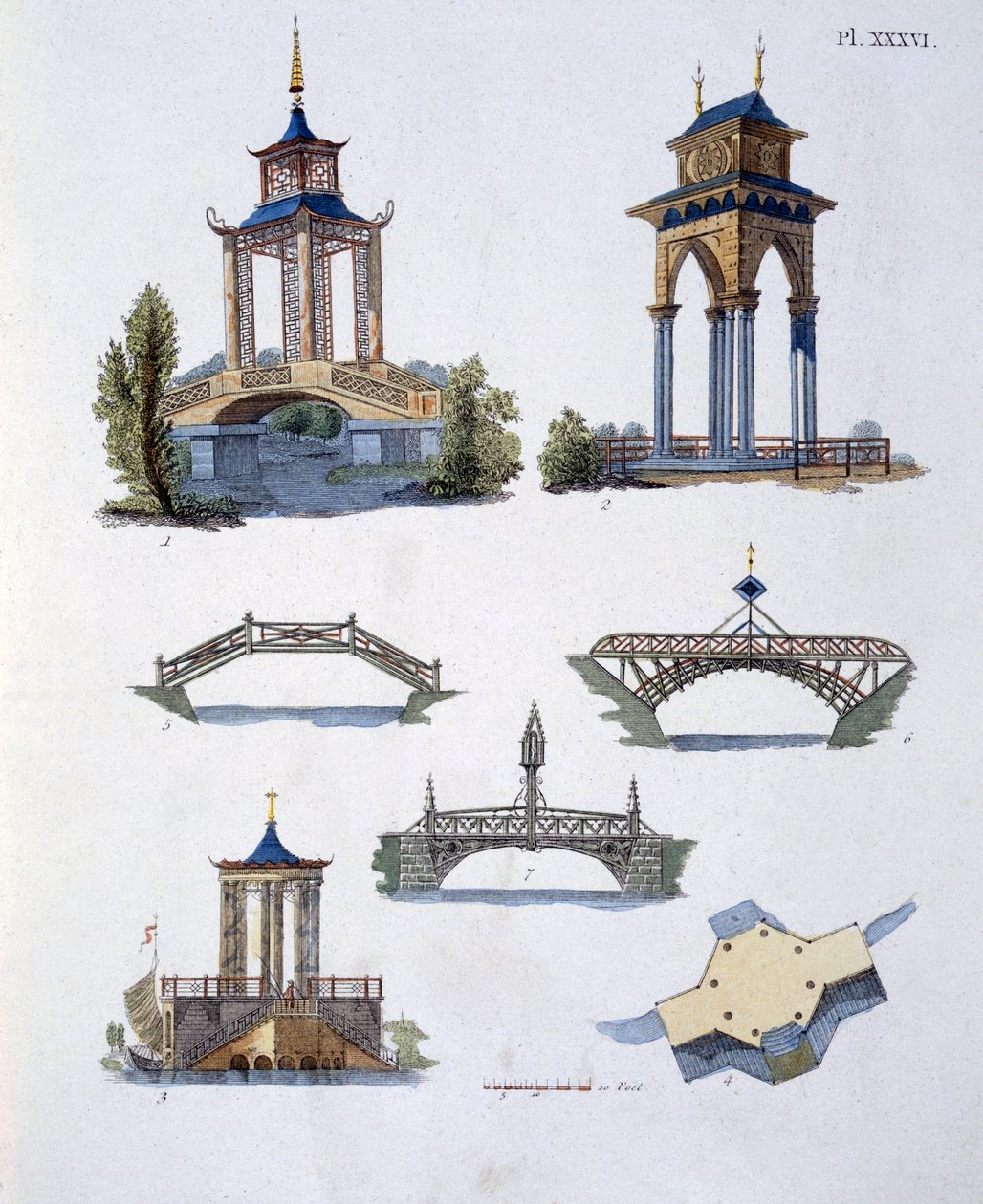 Dekoracje ogrodowe, z Magazine of Garden Gems G. van Laara, opublikowane 1802 autorstwa Dutch School