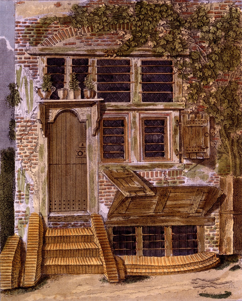 Gardeners Cottage Design z Magazine of Garden Gems autorstwa G. van Laara, opublikowany 1802 autorstwa Dutch School