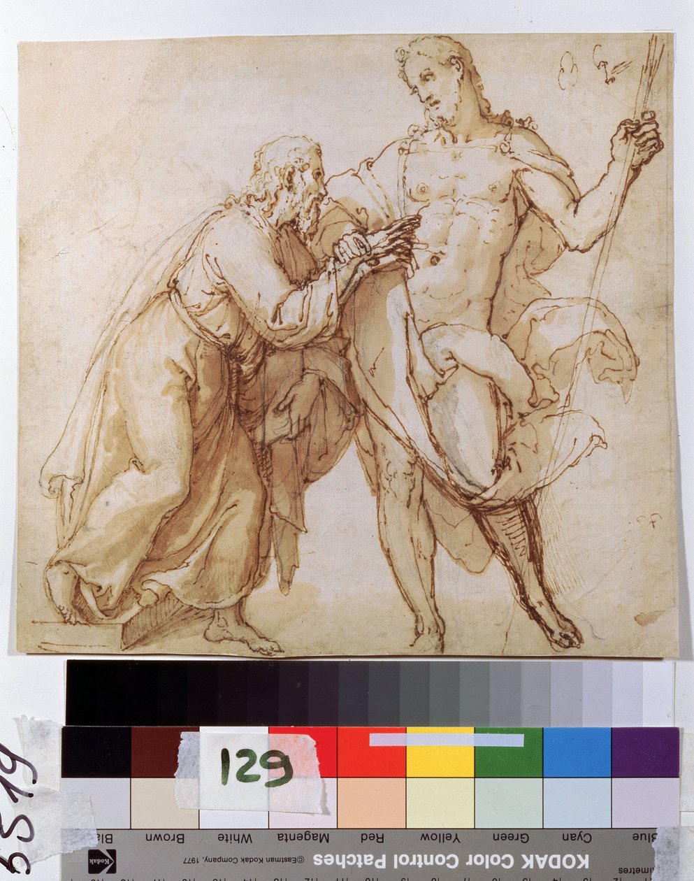 „Niewiarygodność św. Tomasza” (Incredulity of Saint Thomas) Rysunek tuszem szkoły holenderskiej, Muzeum Puszkina z początku XVII wieku, Moskwa autorstwa Dutch School