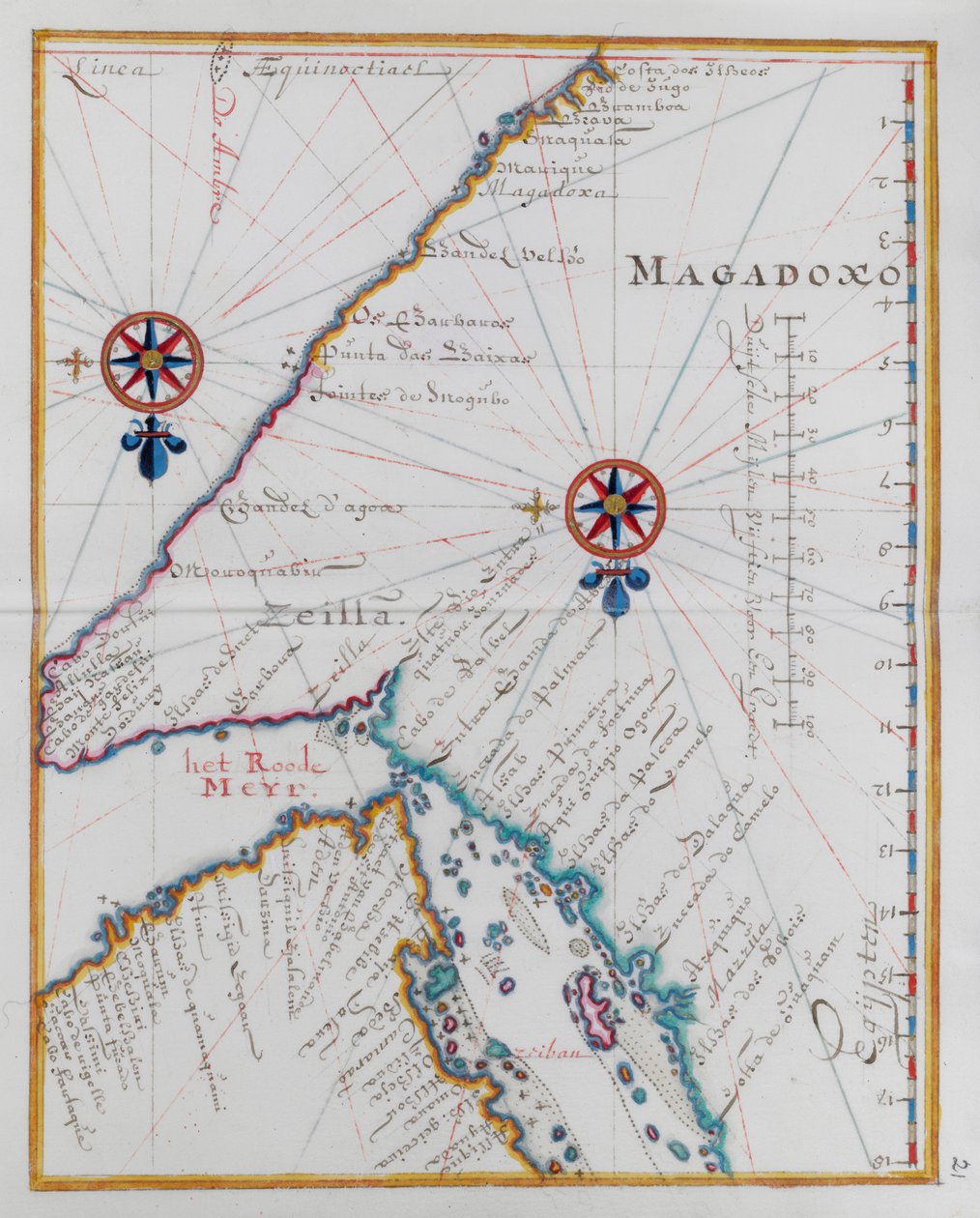 Mapa Magadoxo, Zanzibar. autorstwa Dutch School