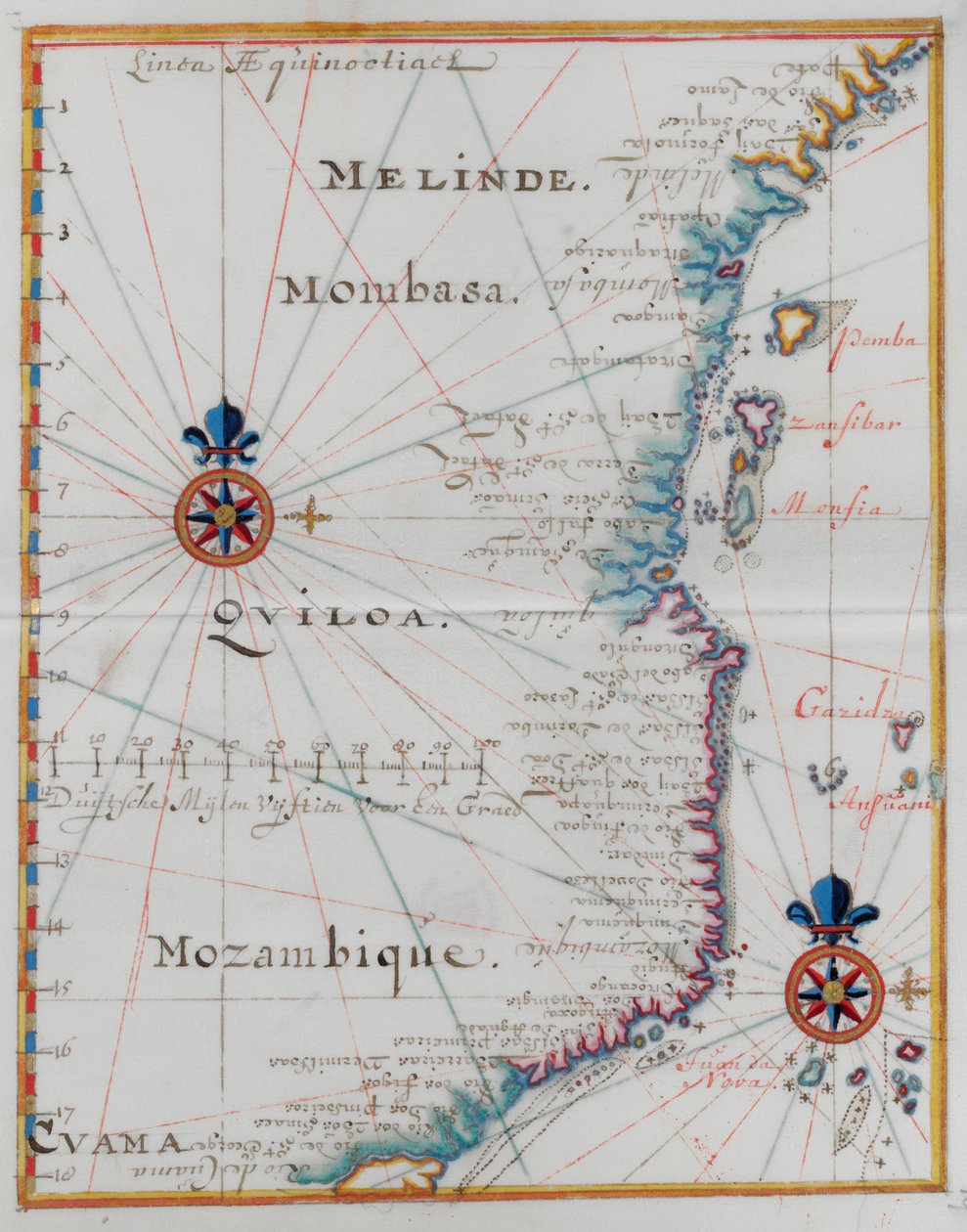 Mapa Mombasy, Afryka Wschodnia. autorstwa Dutch School