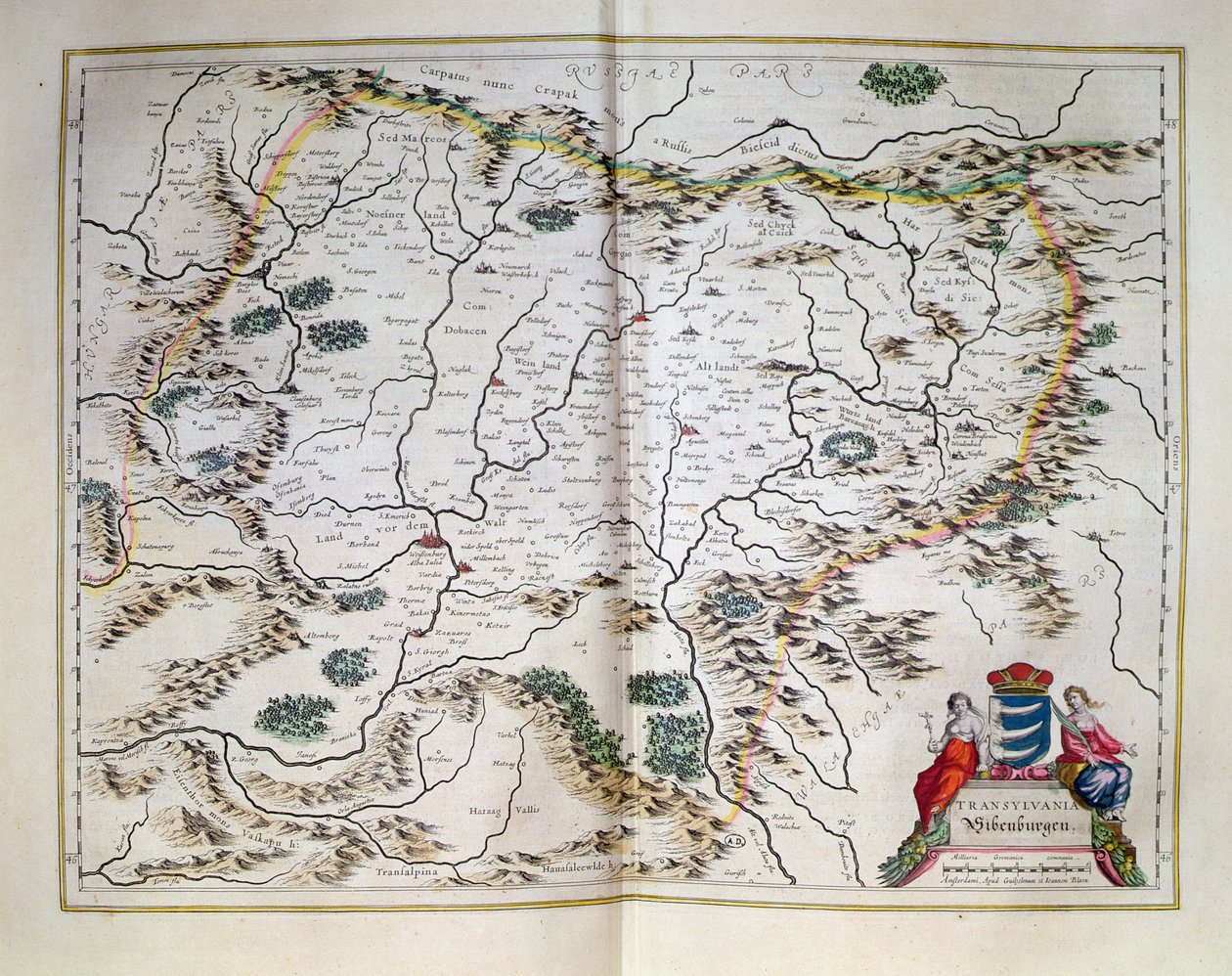 Mapa Transylwanii z atlasu, Amsterdam, 1657 autorstwa Dutch School