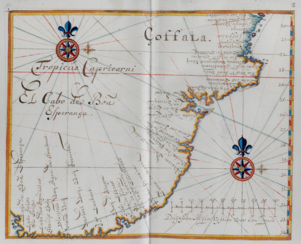 Mapa Przylądka Dobrej Nadziei (cabo da Boa Esperana.) autorstwa Dutch School