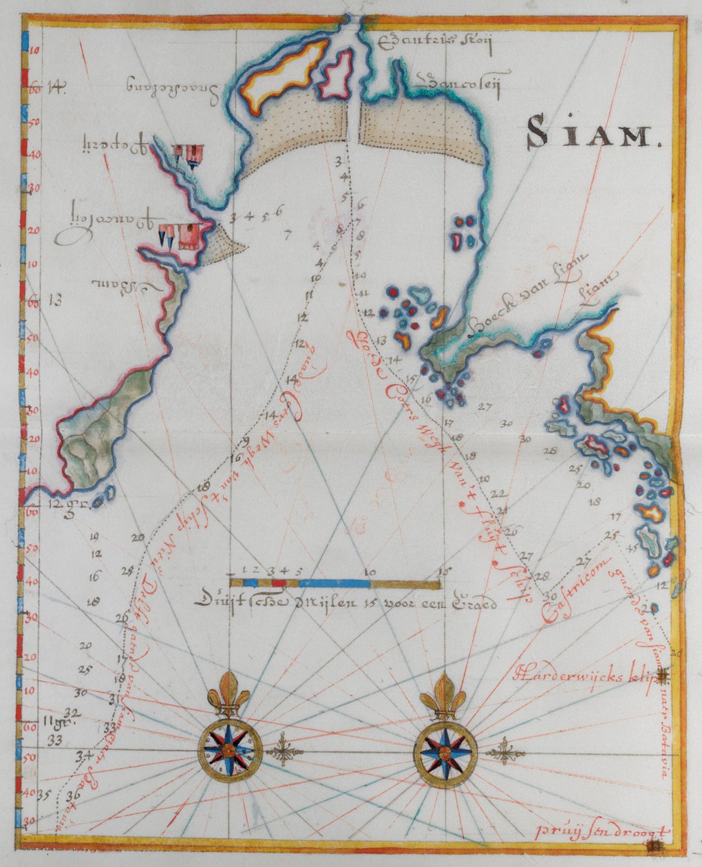 Mapa Królestwa Syjamu. autorstwa Dutch School