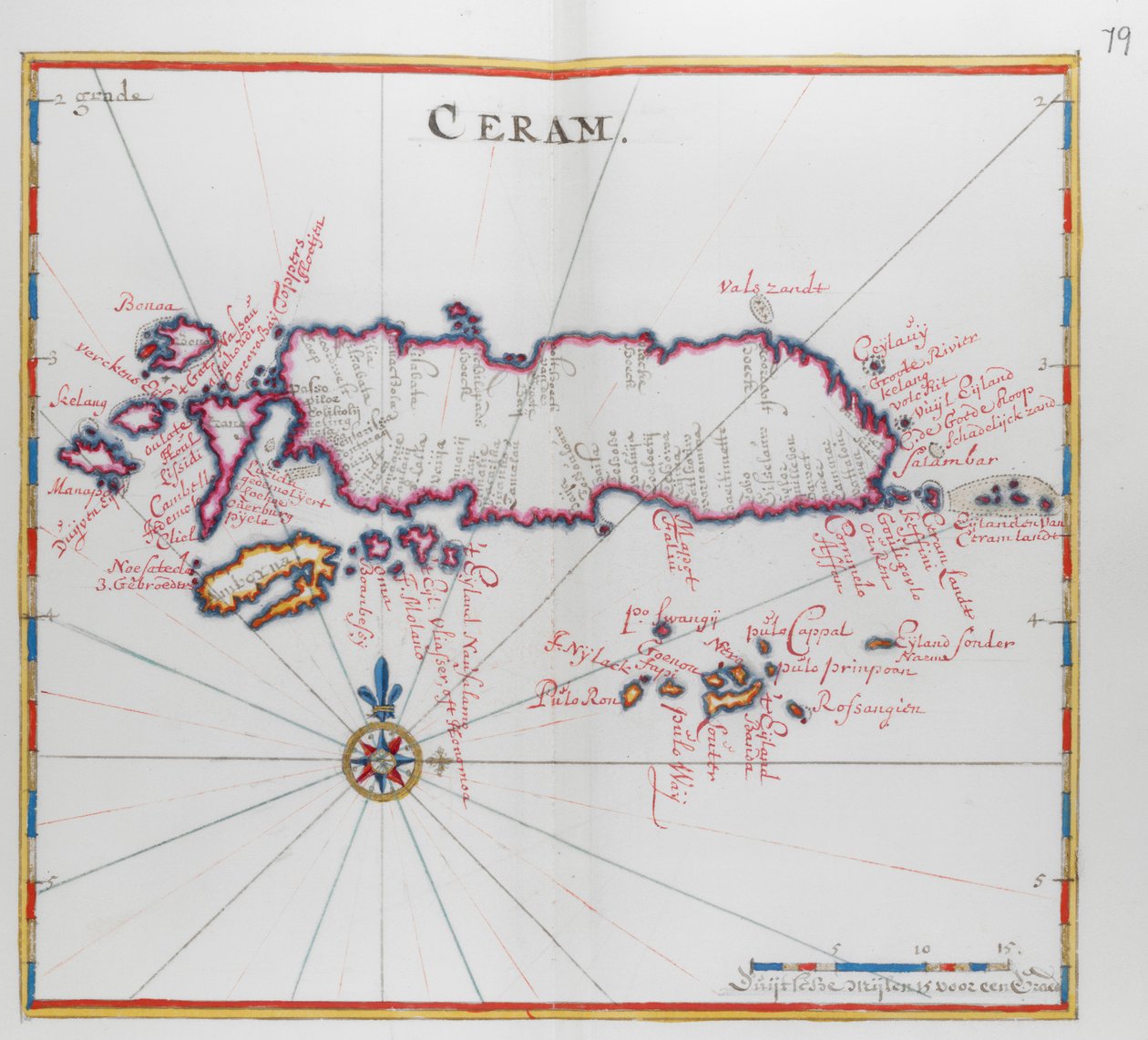 Mapa wyspy Ceram (Seram), Indonezja. autorstwa Dutch School