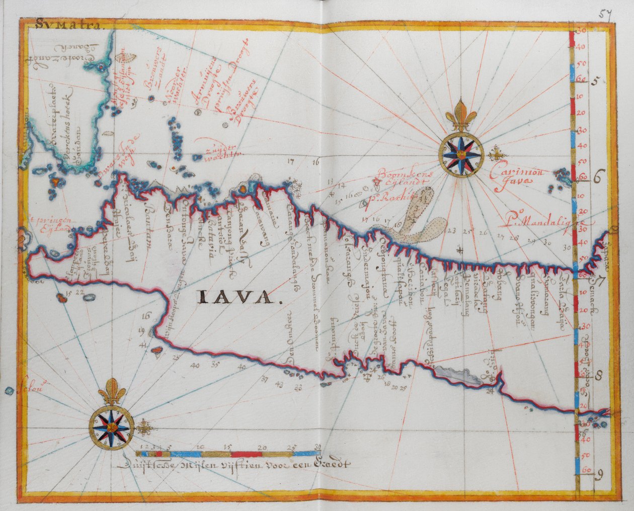 Mapa wyspy Jawa. autorstwa Dutch School