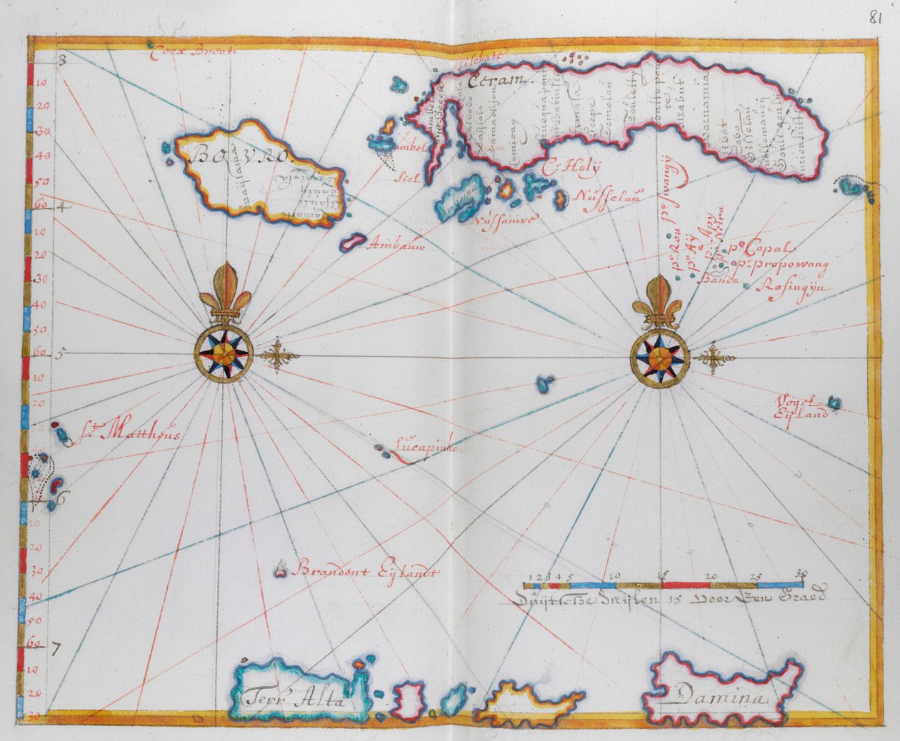 Mapa przedstawiająca Bouro i Ceram (Seram), Indonezja. autorstwa Dutch School