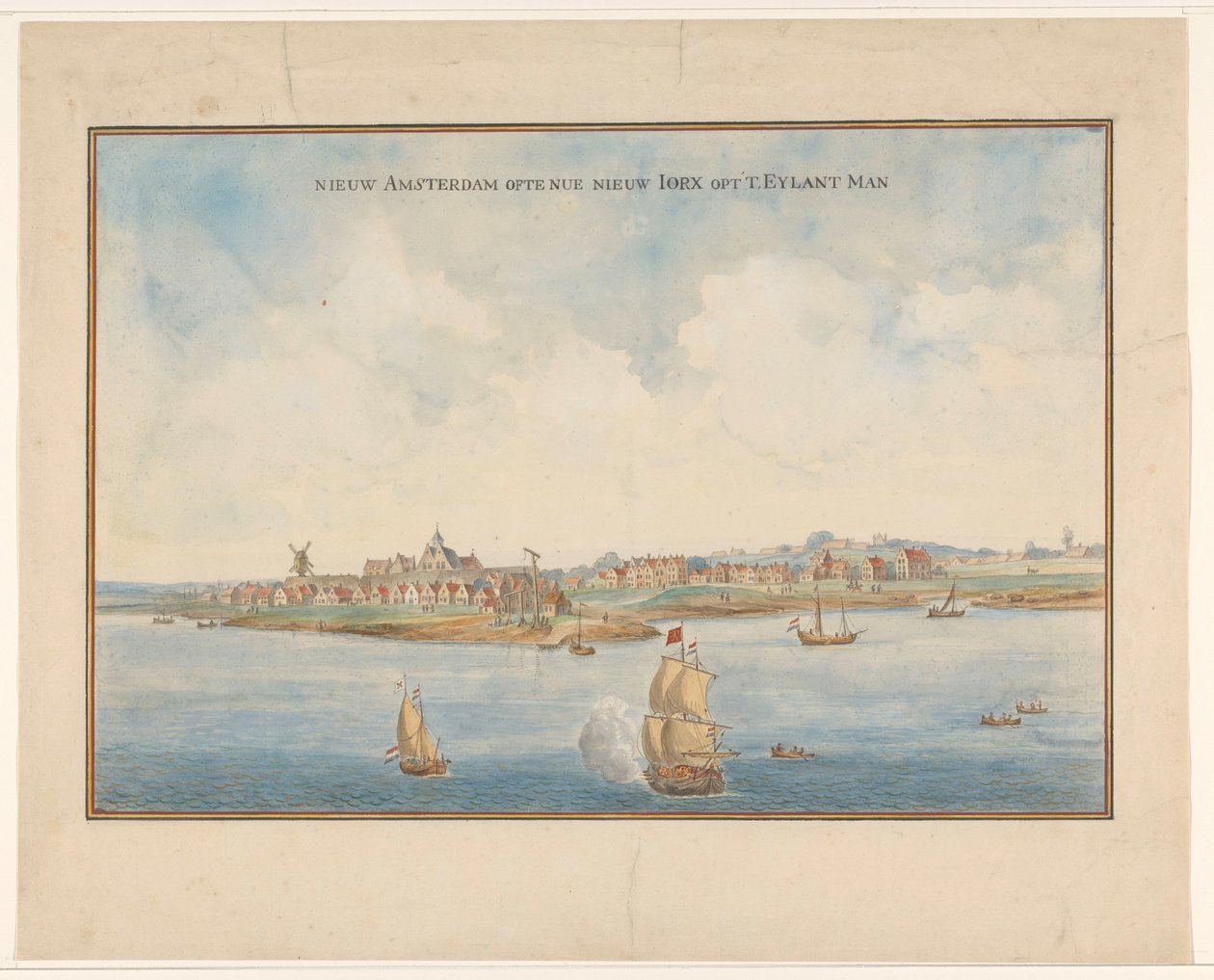 Nowy Amsterdam i Manhattan, c.1660 autorstwa Dutch School