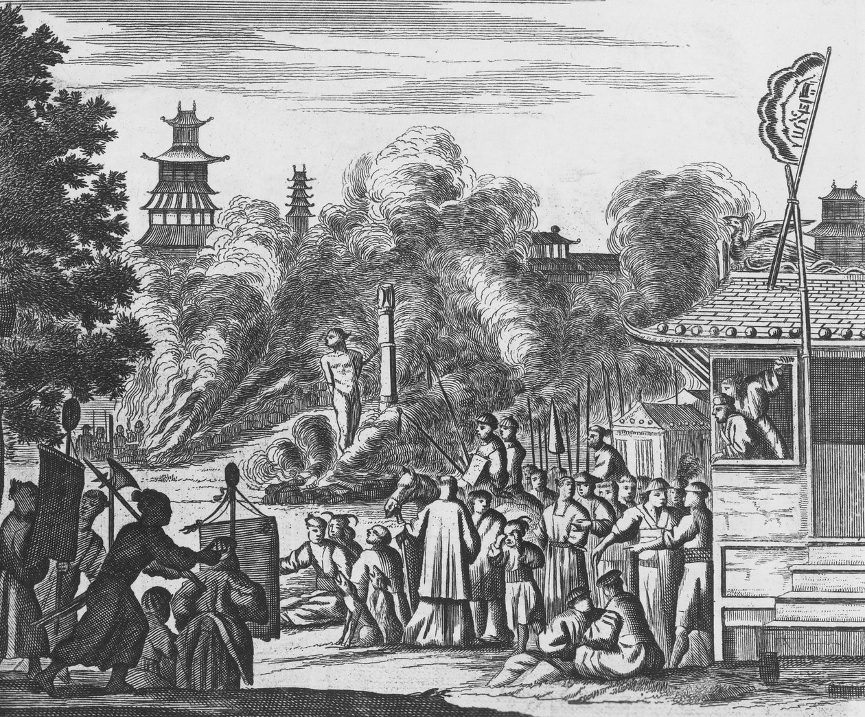 Prześladowania chrześcijan w Japonii, ok. 1680 (rycina) autorstwa Dutch School