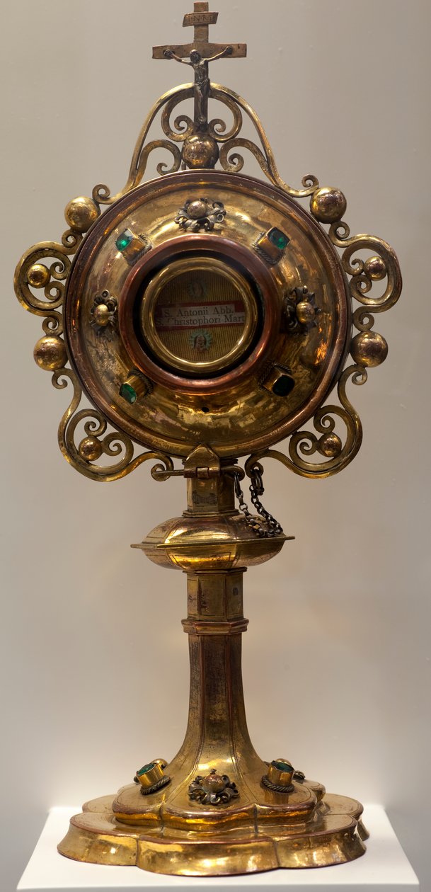 Relikwiarz św. Antoniego, Opata i św. Krzysztofa męczennika, wykonany w Niderlandach Południowych, 1579, Skarbiec Katedralny, Katedra św. Michała i św. Guduli (metaloplastyka) autorstwa Dutch School