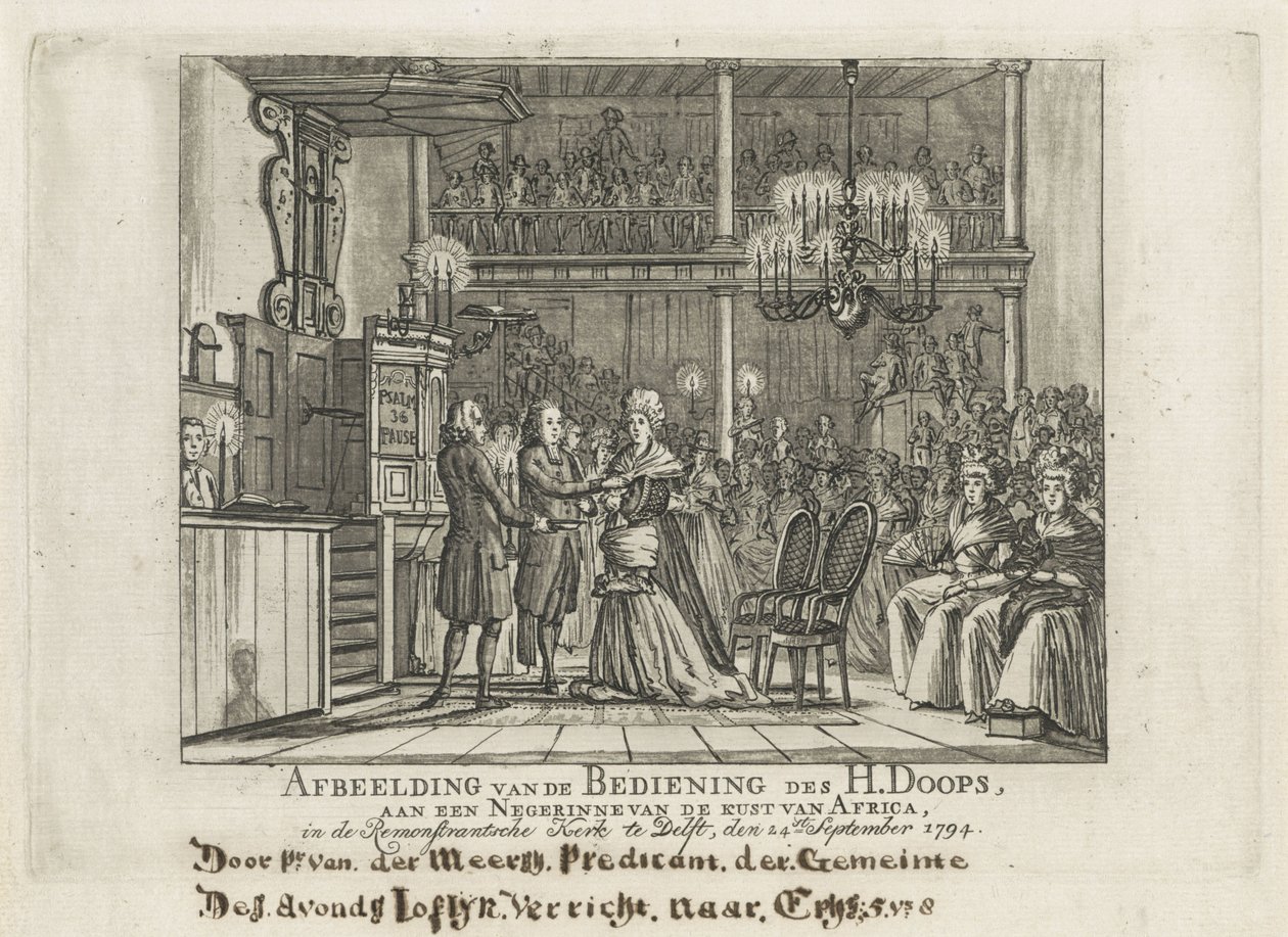 Remonstracyjny chrzest Afrykanki w Delft autorstwa Dutch School