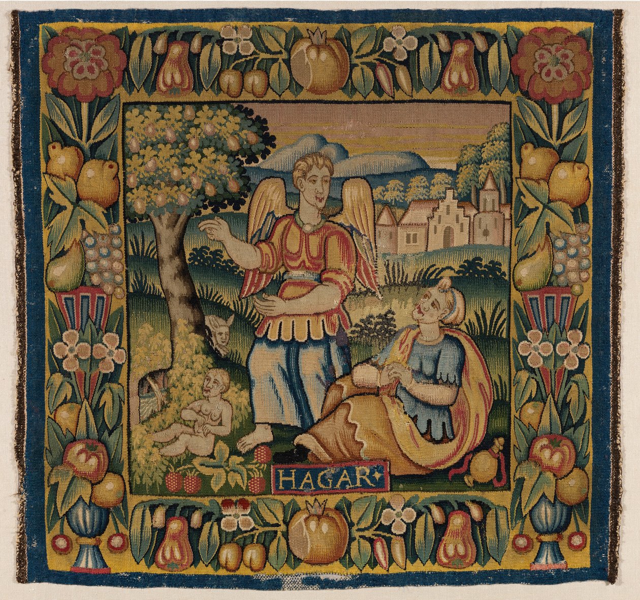 Gobelin, Hagar i Izmael, wykonany w Amsterdamie, w Holandii lub Hamburgu, w Niemczech, początek XVII w. ( gobelin) autorstwa Dutch School