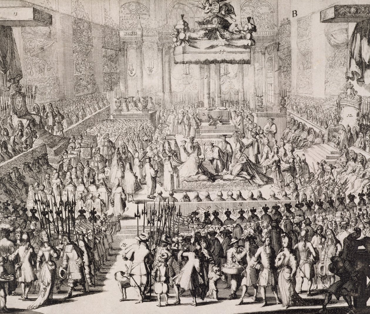 Koronacja Wilhelma Orańskiego (1650-1702) i Marii (1662-94), w Opactwie Westminsterskim, 21 kwietnia 1689 autorstwa Dutch School