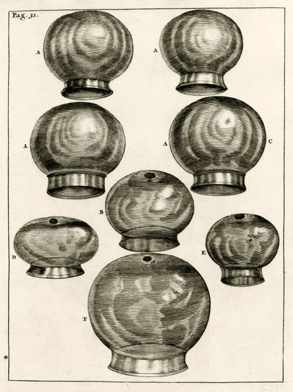 Różne szklanki do baniek, z The Practice of Medicine Frederika Dekkersa, 1694 autorstwa Dutch School