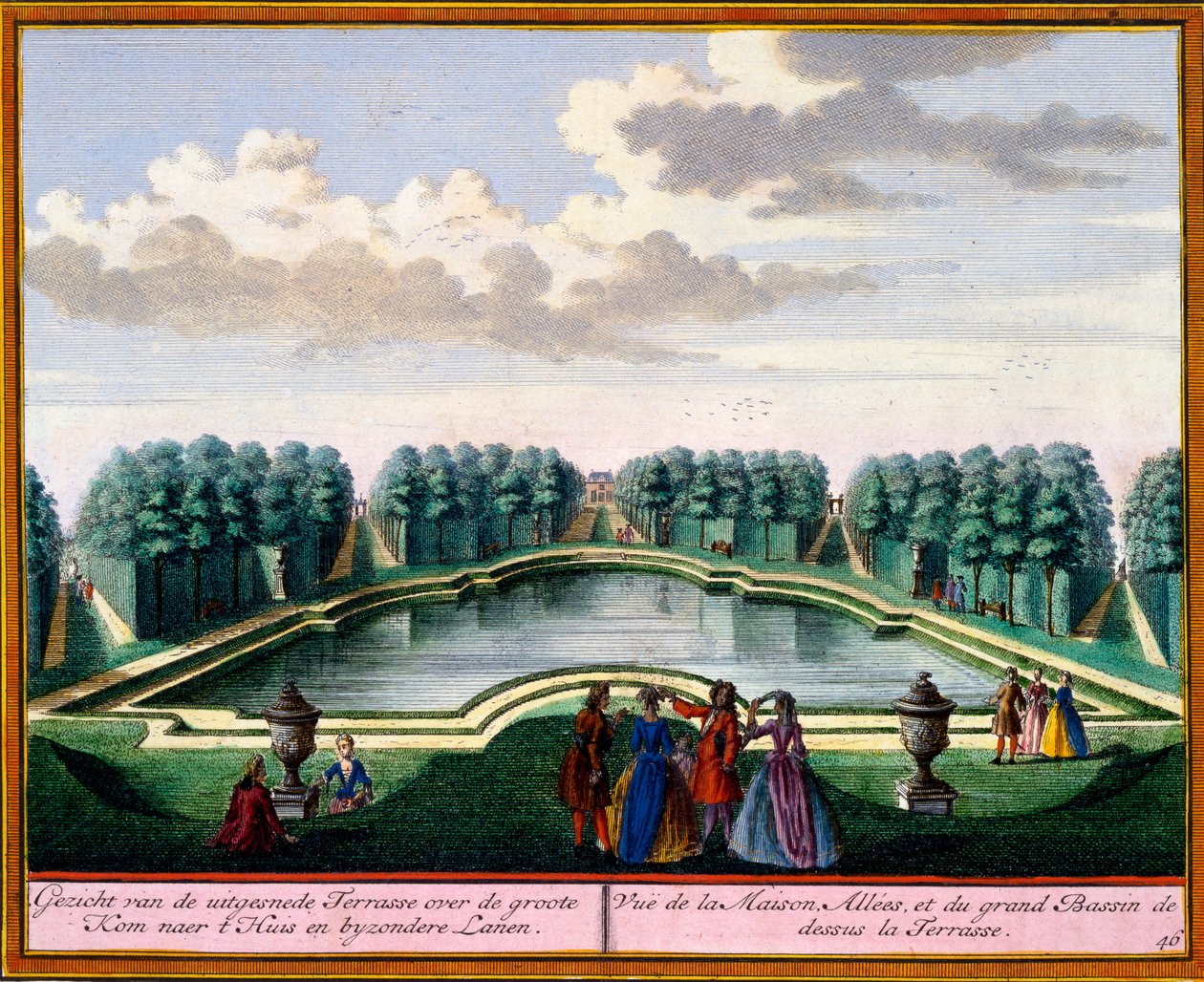 Widok z Het Zeganpralent Kennemerlant autorstwa Hendricka de Letha i Matthiasa Broueriusa Van Nidka, opublikowany ok. 1700-30 autorstwa Dutch School