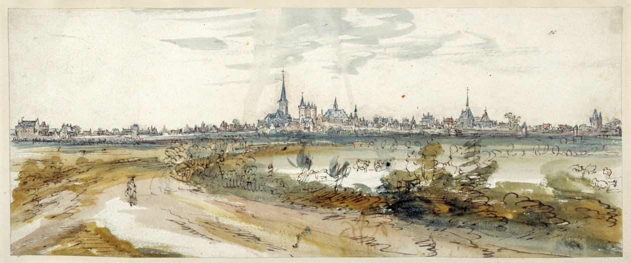 Widok Calcar, koniec XVII wieku (pióro i brązowy tusz z akwarelą na papierze) autorstwa Dutch School