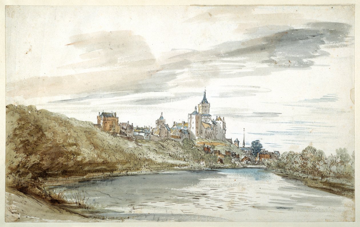 Widok Kleve, koniec XVII wieku (pióro i brązowy tusz z akwarelą i kolorem ciała na papierze) autorstwa Dutch School