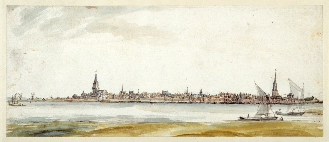 Widok Emmericha, koniec XVII wieku (pióro i brązowy tusz z akwarelą na papierze) autorstwa Dutch School