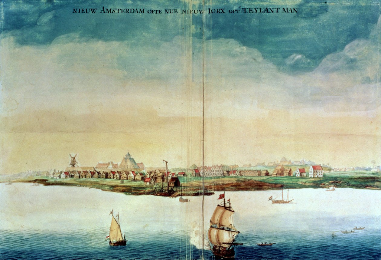 Widok na Nowy Amsterdam, 1650-3 autorstwa Dutch School