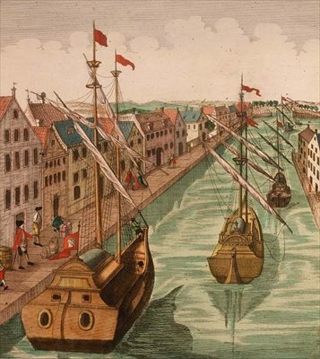Widok Bramy Czajnikowej w Delft, fragment żeglugi po kanale portowym (rycina) (detal 83371) autorstwa Dutch School
